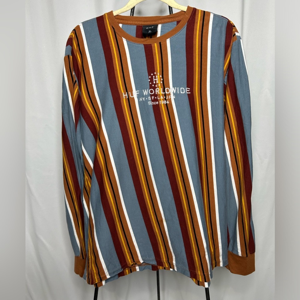 Spring/fall/summer HUF Shirt Mens Striped Long Sleeve T-Shirt Worldwide XL
